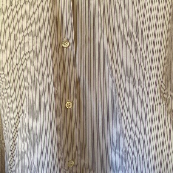Paul Stuart Button Down Oxford - Purple and white pin stripes - Picture 3 of 5